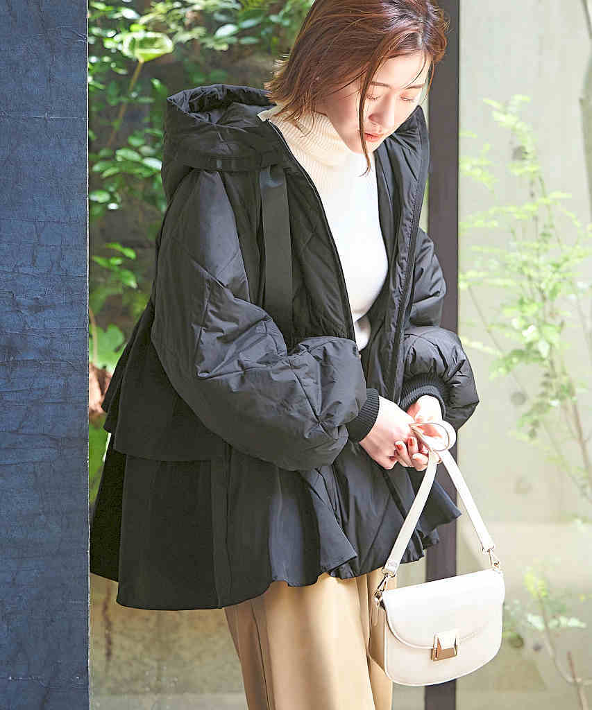 ルイルエブティック RUIRUE BOUTIQUE フェイクレザーペプラムダウン フェイクレザーペプラムダウンコート | ルイルエブティック