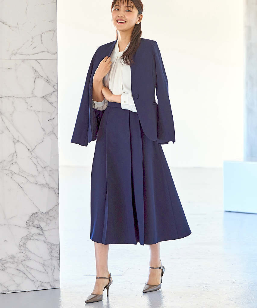 喪服/礼服/ブラックフォーマルスーツ】ノーカラーボレロアンサンブル