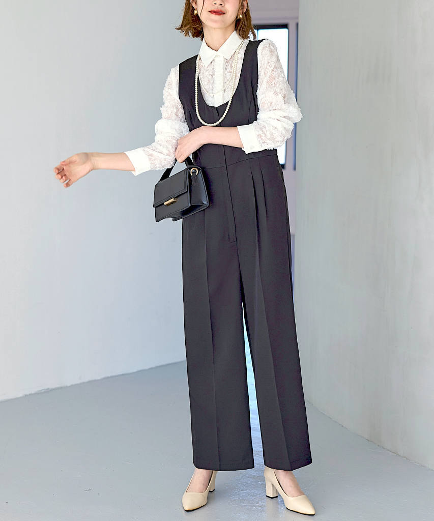 【3点セット・マルチway】 ルイルエブティック　エレモード オールインワン　黒 洗える/マルチway】楽ちんエレモード オールインワンスーツ（3点