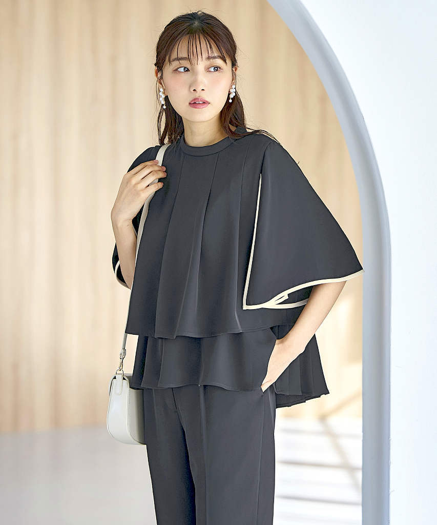 ルイルエブティック RUIRUE BOUTIQUE カットジャカードパールドッキングトップス＆パンツセットアップ （アイボリー） ルイルエブティック RUIRUE BOUTIQUE カットジャカードパール