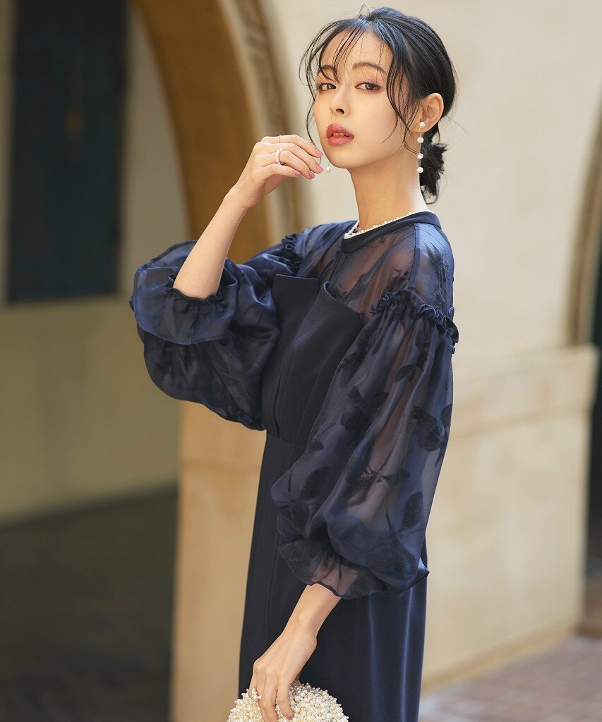 ボリュームスリーブ＆ビスチェタイトワンピースドレス | ルイルエ