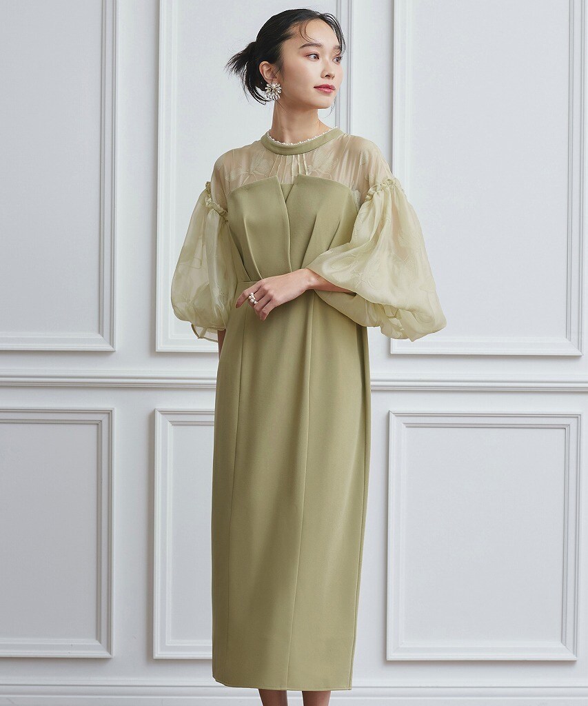 ボリュームスリーブ＆ビスチェタイトワンピースドレス | ルイルエ