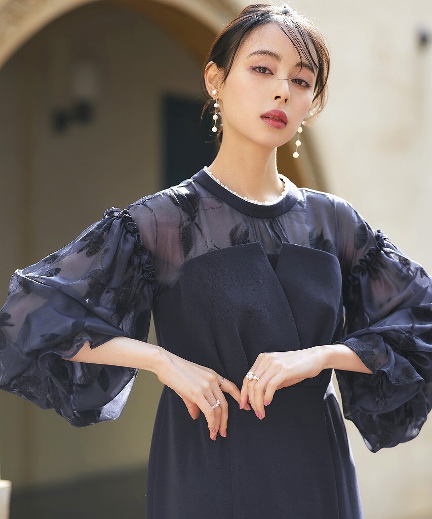 【美品】RUIRUE BOUTIQUE ボリュームスリーブ＆ビスチェ　ワンピース 美品】RUIRUE BOUTIQUE ボリュームスリーブ＆ビスチェ ワンピース