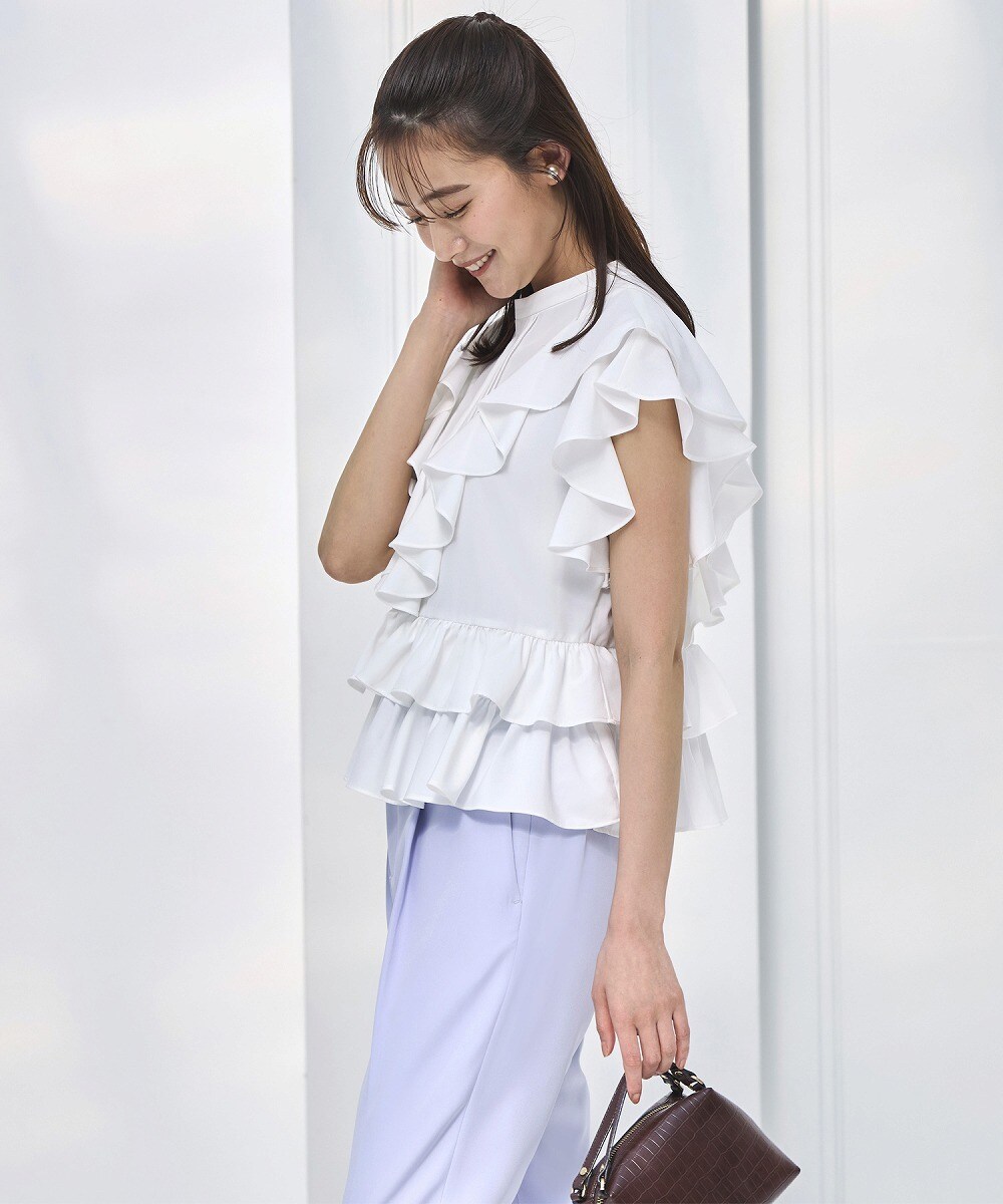 ルイルエブティック RUIRUE BOUTIQUE フリルデザインペプラムトップス （ベージュ） フリルデザインペプラムトップス | ルイルエブティック(RUIRUE