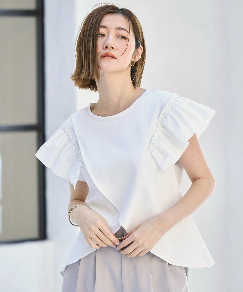 ルイルエブティック RUIRUE BOUTIQUE 【洗える】前後2way コンビネーション ウエストタックTシャツ （ブラック） 洗える】前後2way コンビネーション ウエストタックTシャツ