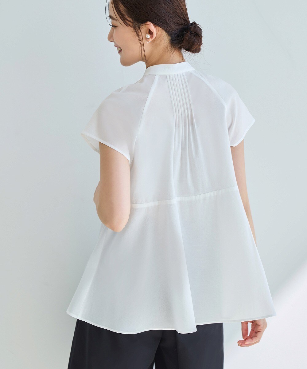 ルイルエブティック RUIRUE BOUTIQUE 【洗える】フラワーモチーフ シアーペプラムブラウス （ペールイエロー） 洗える】フラワーモチーフ シアーペプラムブラウス | ルイルエ