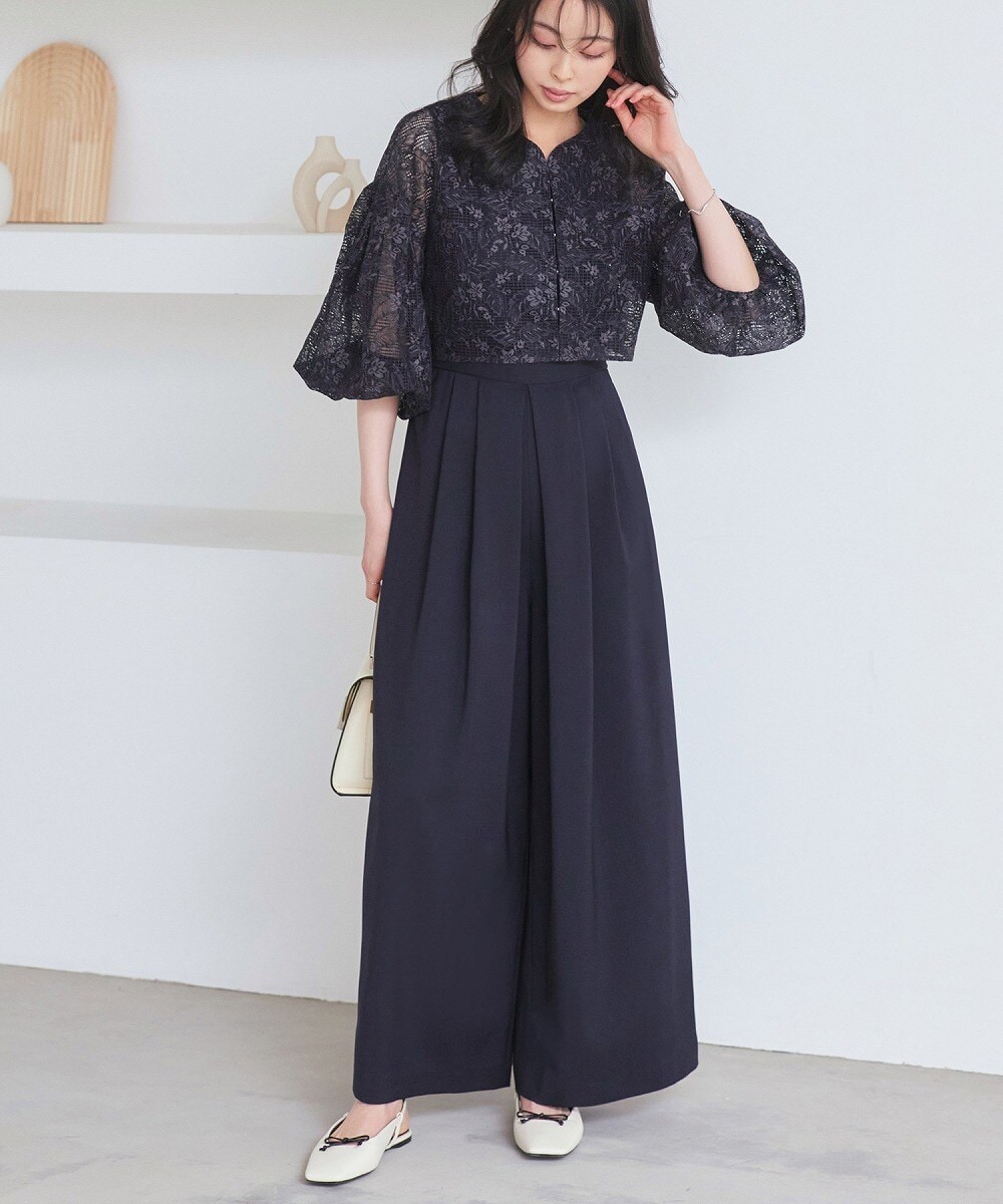 ルイルエブティック（RUIRUE BOUTIQUE）/レースカーデ＆キーネックオールインワンセットアップ レースカーデ＆キーネックオールインワンセットアップ | ルイルエ