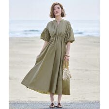 バルーンスリーブフレアシャツワンピース
