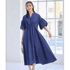 バルーンスリーブフレアシャツワンピース