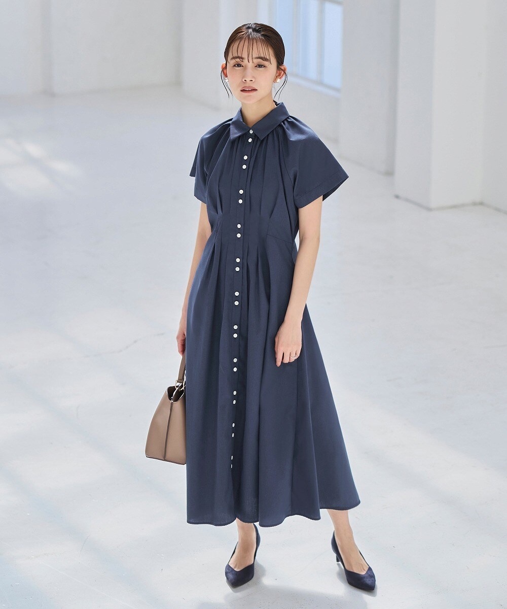 【現品限り一斉値下げ！】 洗える】タック＆フレア ロングシャツワンピース | ルイルエ ワンピース