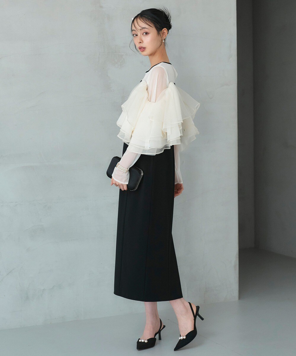 ルイルエブティック（RUIRUE BOUTIQUE）/ボリュームフリルスリーブタイトワンピースドレス ボリュームフリルスリーブタイトワンピースドレス | ルイルエ