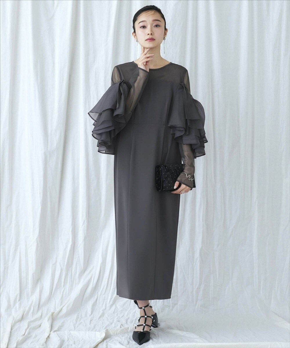 ボリュームスリーブ＆ビスチェタイトワンピースドレス | ルイルエ