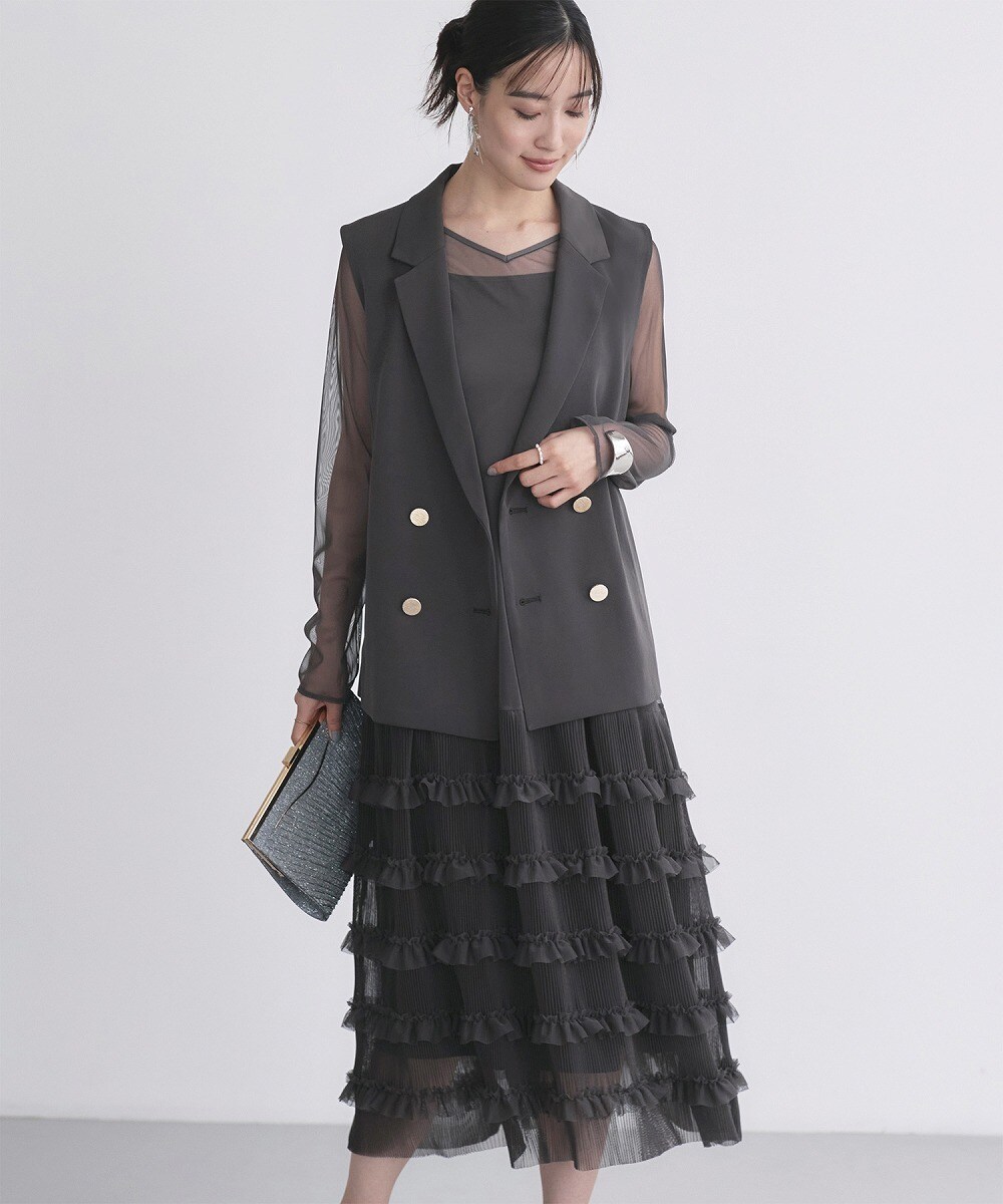 最終価格！新品未使用　ルイエブティック　コンビワンピース　ブラック×オフ　LL RUIRUE BOUTIQUE（ルイルエブティック） コンビワンピース L ブラック