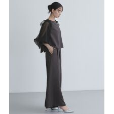 ルイルエブティック(RUIRUE BOUTIQUE)の【前後2way/洗える】バックコンシャストップス＆タックワイドパンツドレス（チュールつけ袖付き）