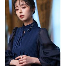 ルイルエブティック(RUIRUE BOUTIQUE)のクラシカルパフスリーブ プリーツドレス