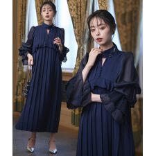 ルイルエブティック(RUIRUE BOUTIQUE)のクラシカルパフスリーブ プリーツドレス