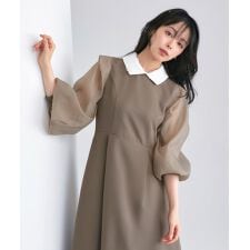ルイルエブティック(RUIRUE BOUTIQUE)の【2way】オーガンジースリーブワンピースドレス(レース付け襟付き)