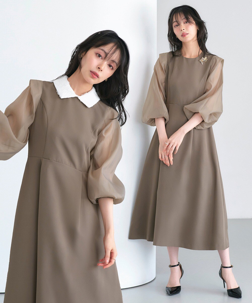 ボリュームスリーブ＆ビスチェタイトワンピースドレス | ルイルエ