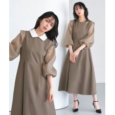 ルイルエブティック(RUIRUE BOUTIQUE)の【2way】オーガンジースリーブワンピースドレス(レース付け襟付き)