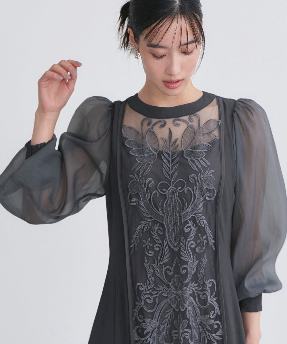 S～3L】バックリボンフレアーレースワンピース | ルイルエブティック