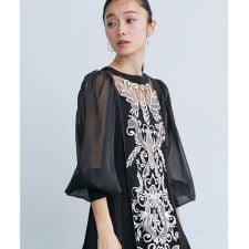 ルイルエブティック(RUIRUE BOUTIQUE)の刺繍レース切り替えフレアワンピースドレス