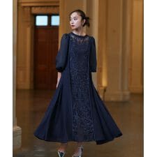 ルイルエブティック(RUIRUE BOUTIQUE)の刺繍レース切り替えフレアワンピースドレス