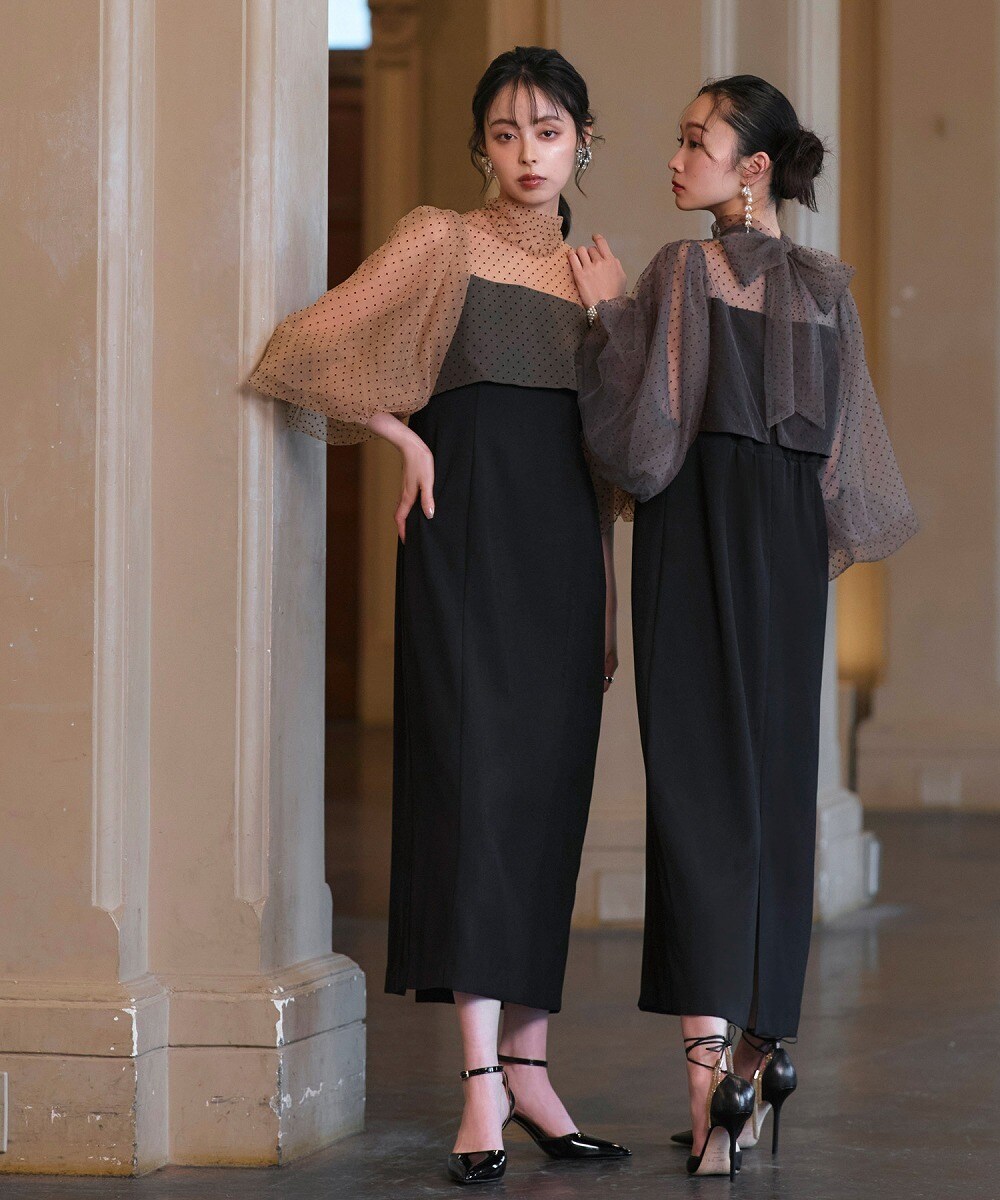 ルイルエブティック（RUIRUE BOUTIQUE）/シアードットIラインワンピースドレス シアードットIラインワンピースドレス | ルイルエブティック(RUIRUE