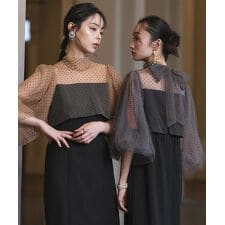 ルイルエブティック(RUIRUE BOUTIQUE)のシアードットIラインワンピースドレス