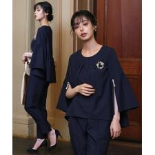 ルイルエブティック(RUIRUE BOUTIQUE)の【洗える】パールスリットトップス＆スリムフィットテーパードパンツドレス