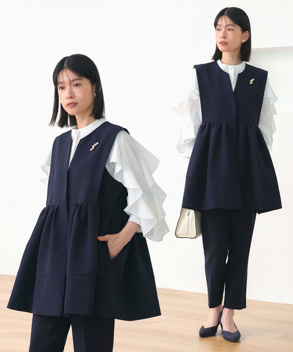 ダブルフリルジャカードジャケット＆テーパードパンツセット | ルイ