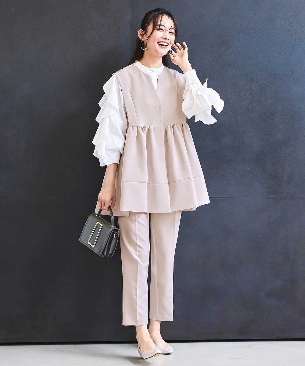 ダブルフリルジャカードジャケット＆テーパードパンツセット | ルイ