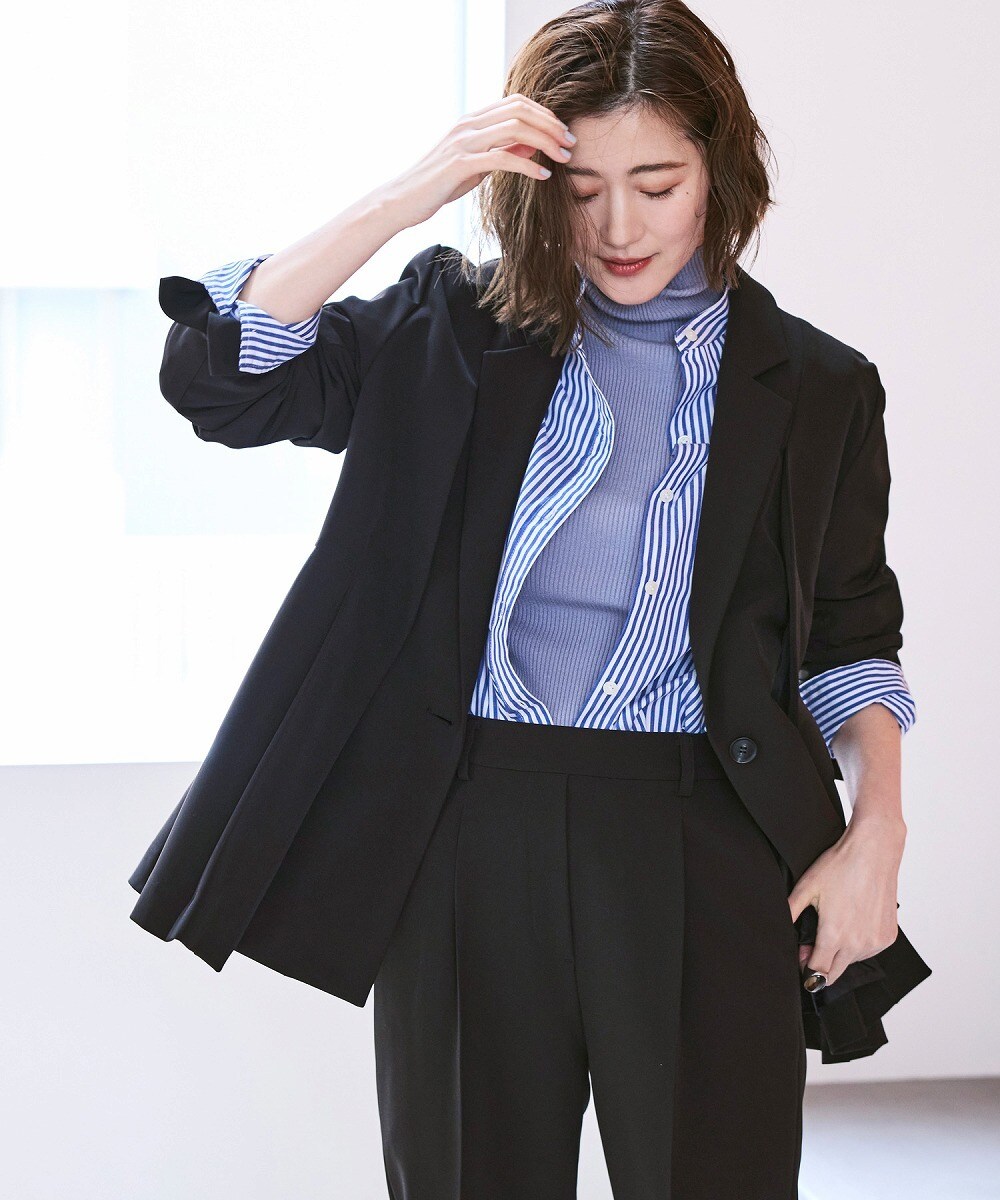 S~5L】ストレッチツイードケープジャケット3ピーススーツ | ルイルエ