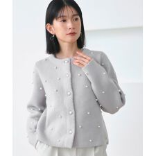 【洗える】パールニットカーデ