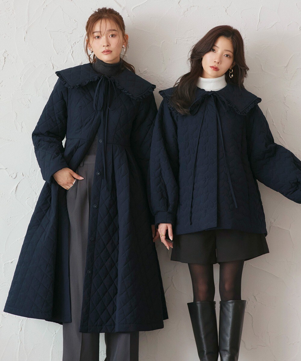 M、L】フロントジップキルティングフレアコート | ルイルエブティック