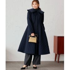 襟付きフレア中綿キルティングコート