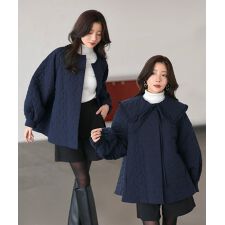 襟付き中綿キルティングAラインコート