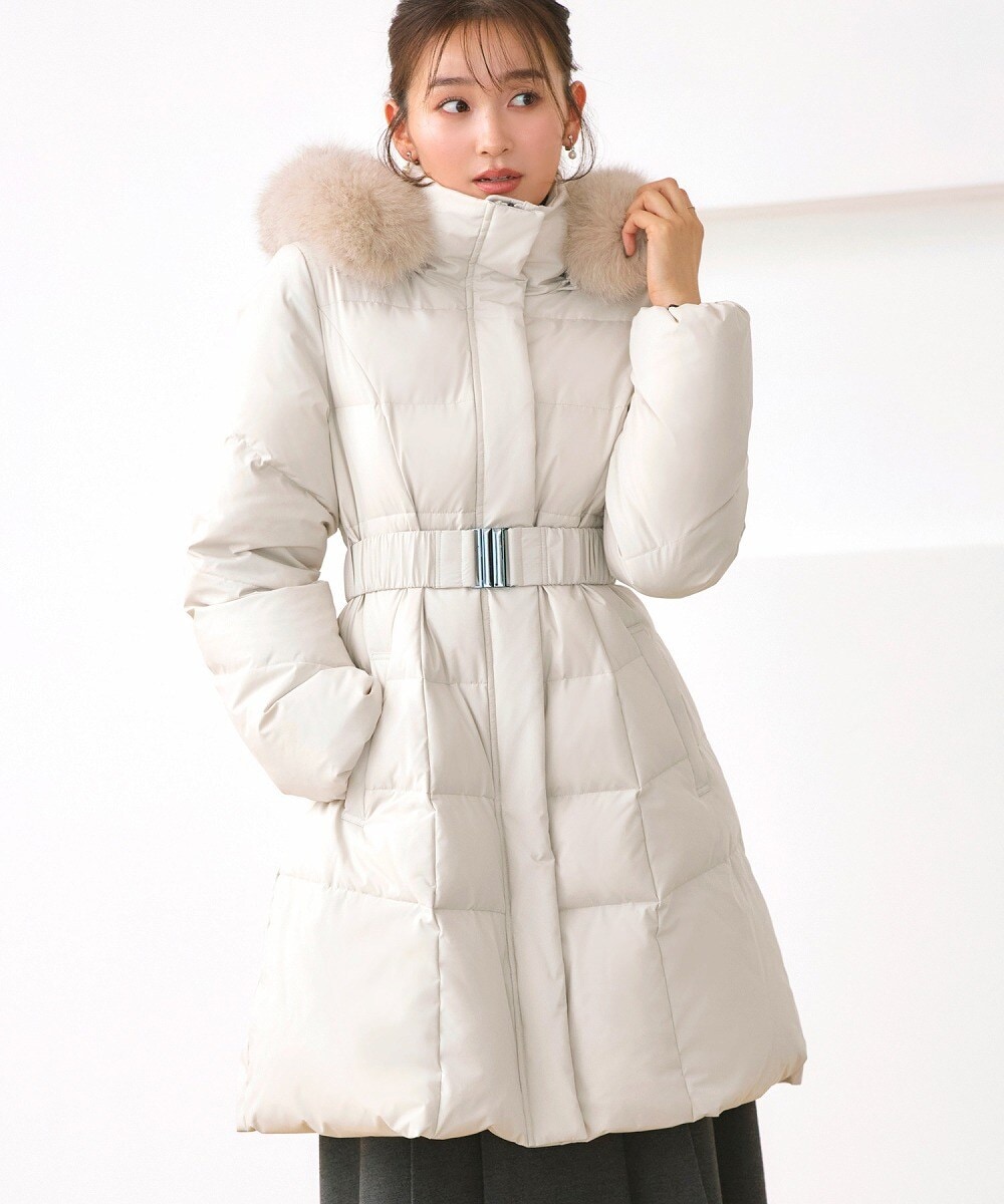 極美品◆UNTITLED ホワイトダック ダウン コート M 撥水 撥水洗えるすっきり】ミディ丈タフタダウンコート | アンタイトル