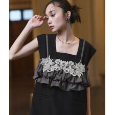 ベスト＆ビスチェ＆スリットパンツ3ピースセット