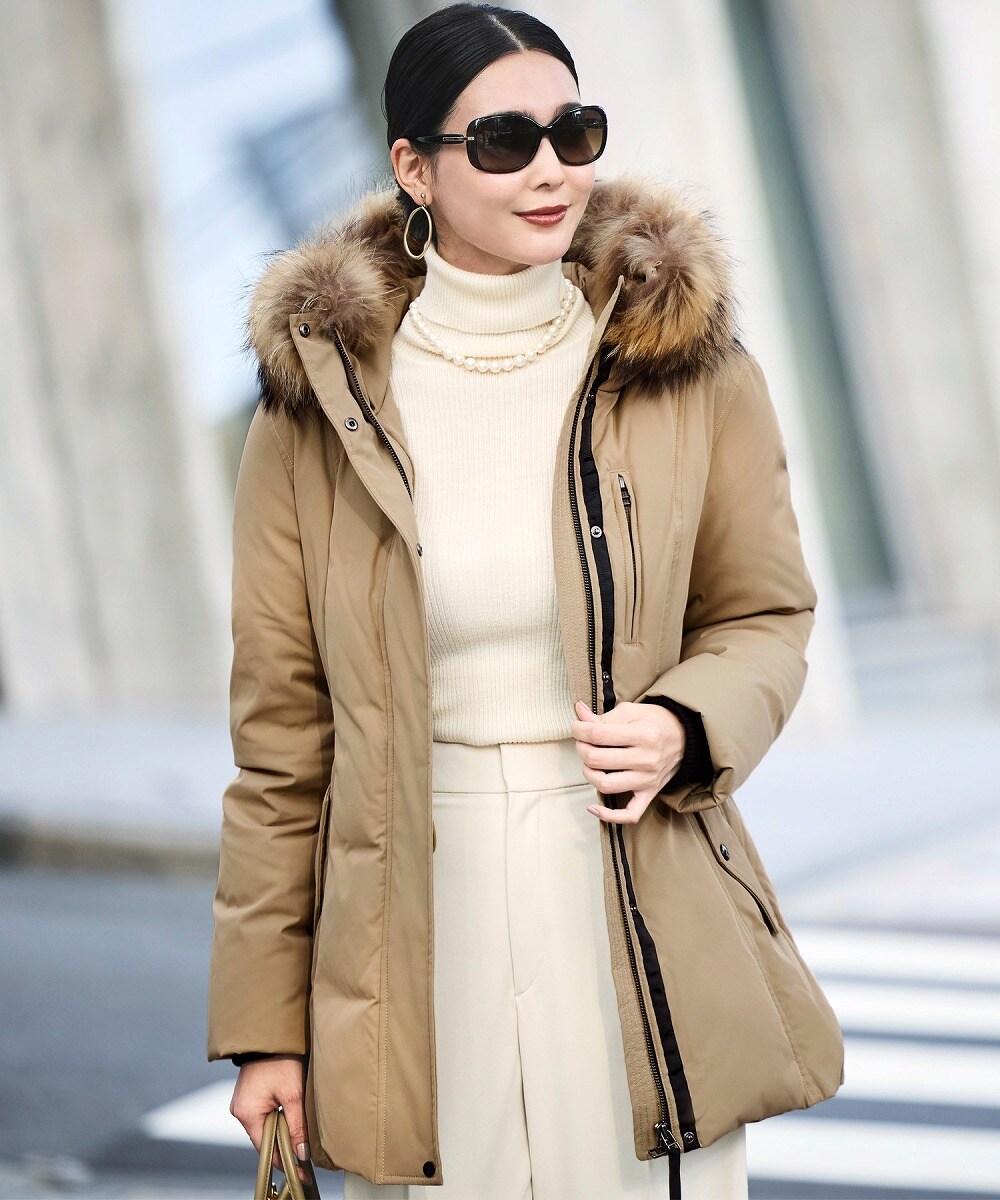 セール中⚡未使用品✨アリアカンタータ ロング ダウンコート ファー 11号 アリアカンタータ ロングダウンコート ラクーンファー ブラウン 11号 L