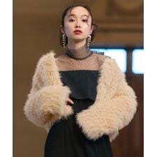 ルイルエブティック(RUIRUE BOUTIQUE)の【パール×エコファー】フラッフィー　パーティージャケット