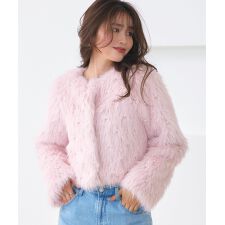 ルイルエブティック(RUIRUE BOUTIQUE)の【パール×エコファー】フラッフィー　パーティージャケット