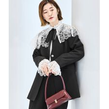 【3点set】 ドレスアップ・ジャケットコート＆タックワイドパンツレースケープ/カフス付き