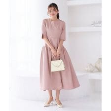 パールリボンバブルフレアシルエット・ワンピースドレス