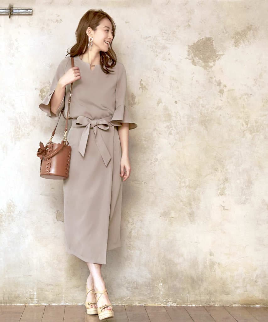 ルイルエブティック（RUIRUE BOUTIQUE）/【S〜LL】フレアースリーブ＆ラップタイトスカート S～LL】フレアースリーブ＆ラップタイトスカート | ルイルエブティック