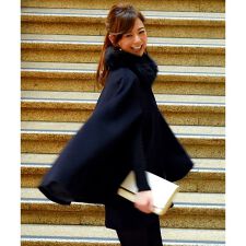 カシミヤ混 ファーフード付ポンチョ ケープコート キャメル レザー 