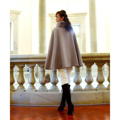 超お買い得！リアルファー WEB ケープ アナ風高級感のある毛皮のケープ  