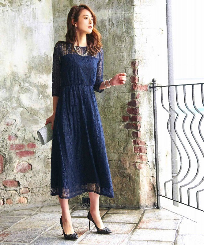 ルイルエブティック/【S、M、L】ブロックレースワンピース S～LL】レースロングワンピース | ルイルエブティック(RUIRUE BOUTIQUE