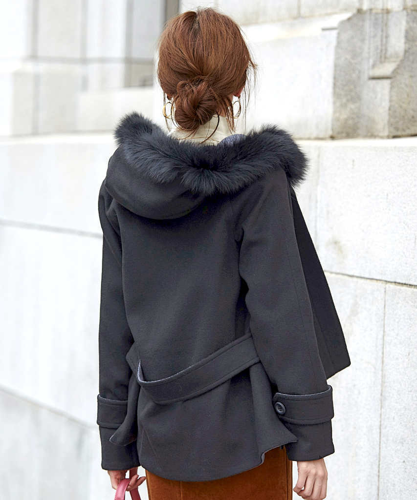 新品✨ルイルエブティック フォックスファーイレギュラーヘムショートウールコート フォックスファーイレギュラーヘムショートウールコート S～5L】リアル