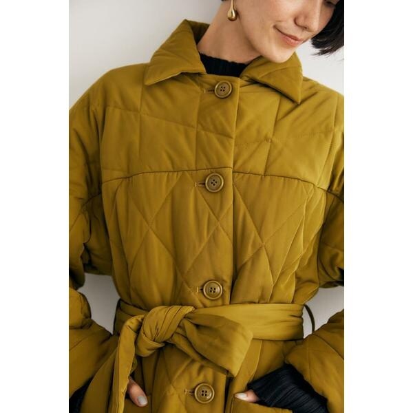 moussy キルティングロングコート ネイビー M_ エムアンダーバー M_