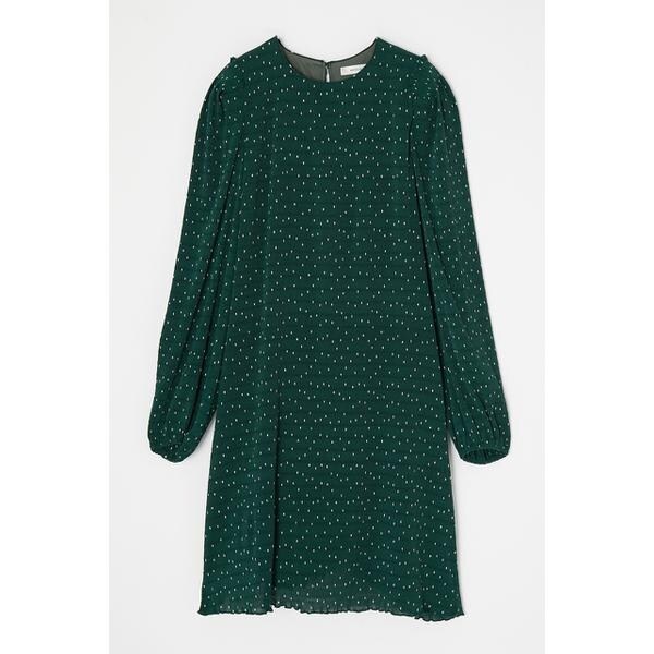 マウジー PLEATED DOT ミニドレスワンピース ドット柄 黒